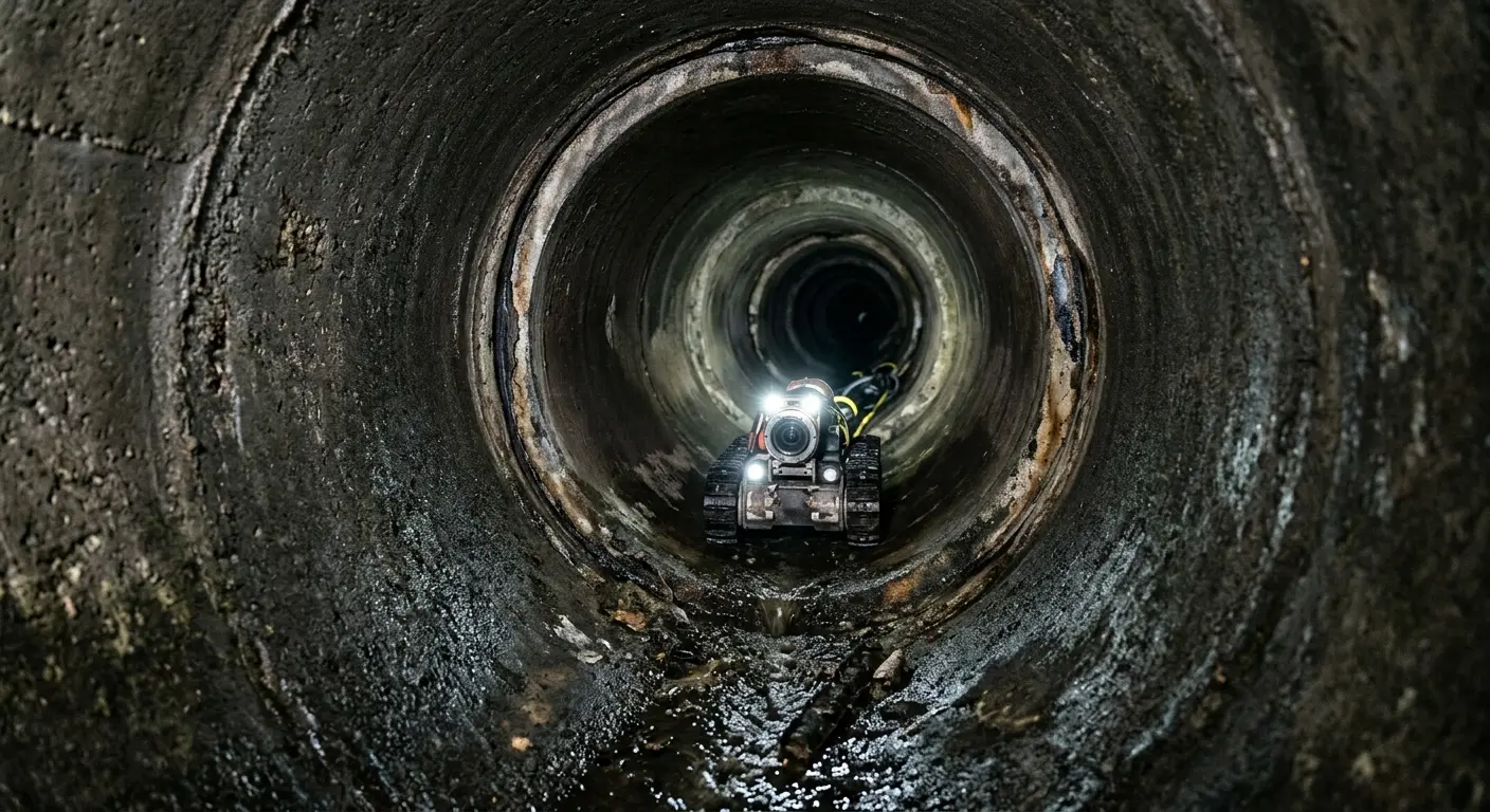 Robotic sewer camera inspecting pipe interior for Sewer Line Repair in Endicott